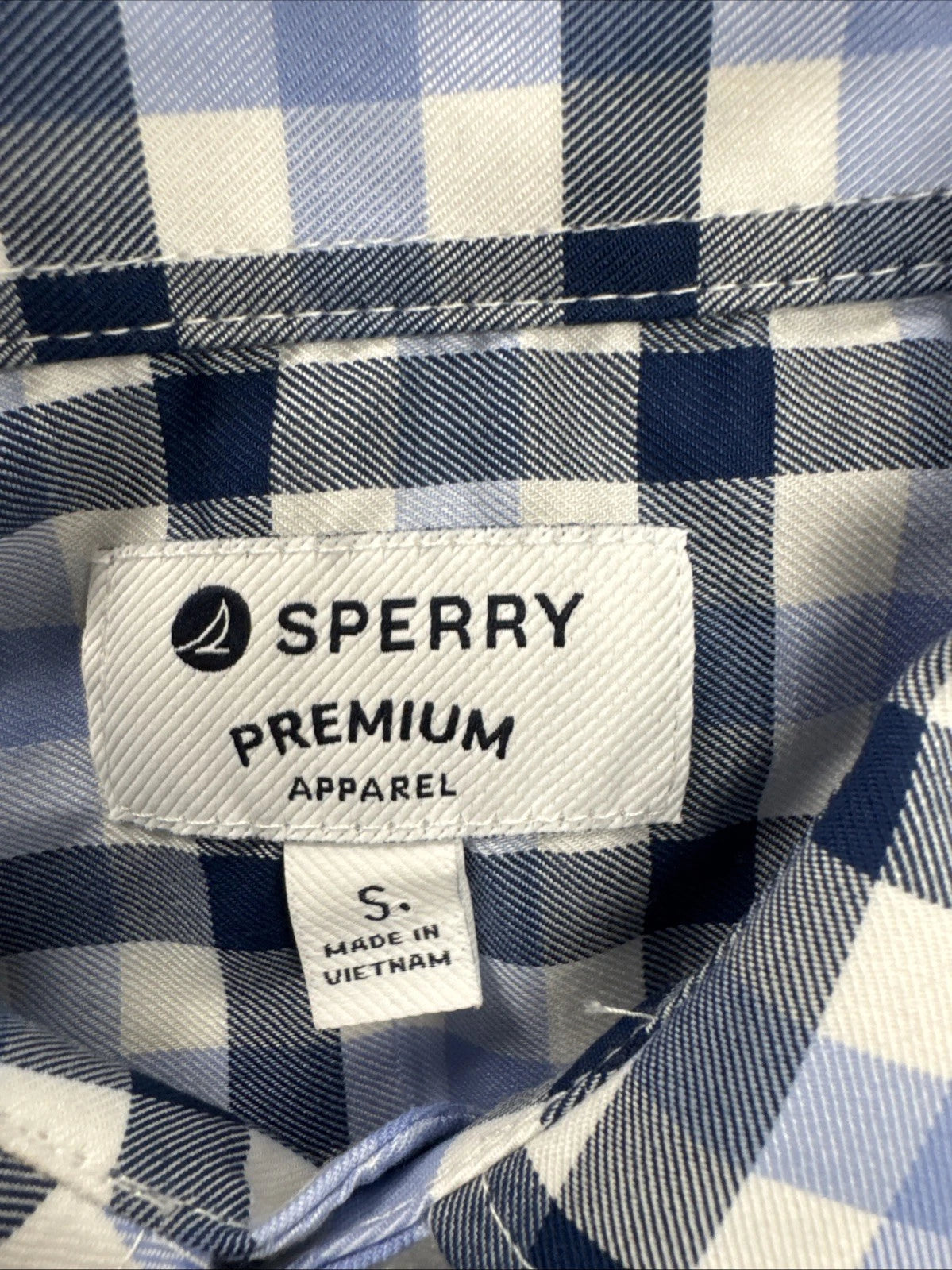 Sperry Premium Apparel Shirt Mens S Blue White Plaid Long Sleeve NWT SP7156