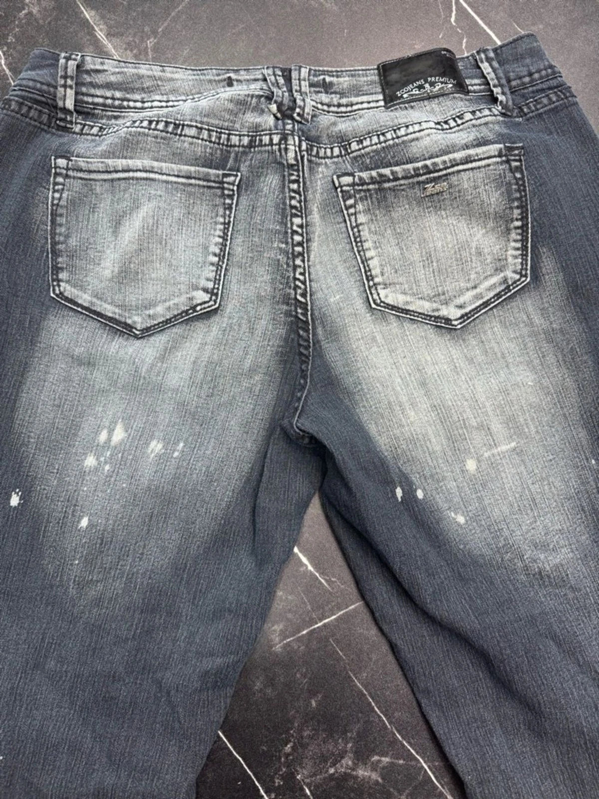 ZCO Blue Paint Splash Cropped Jeans Juniors 13 High Rise Distressed Denim