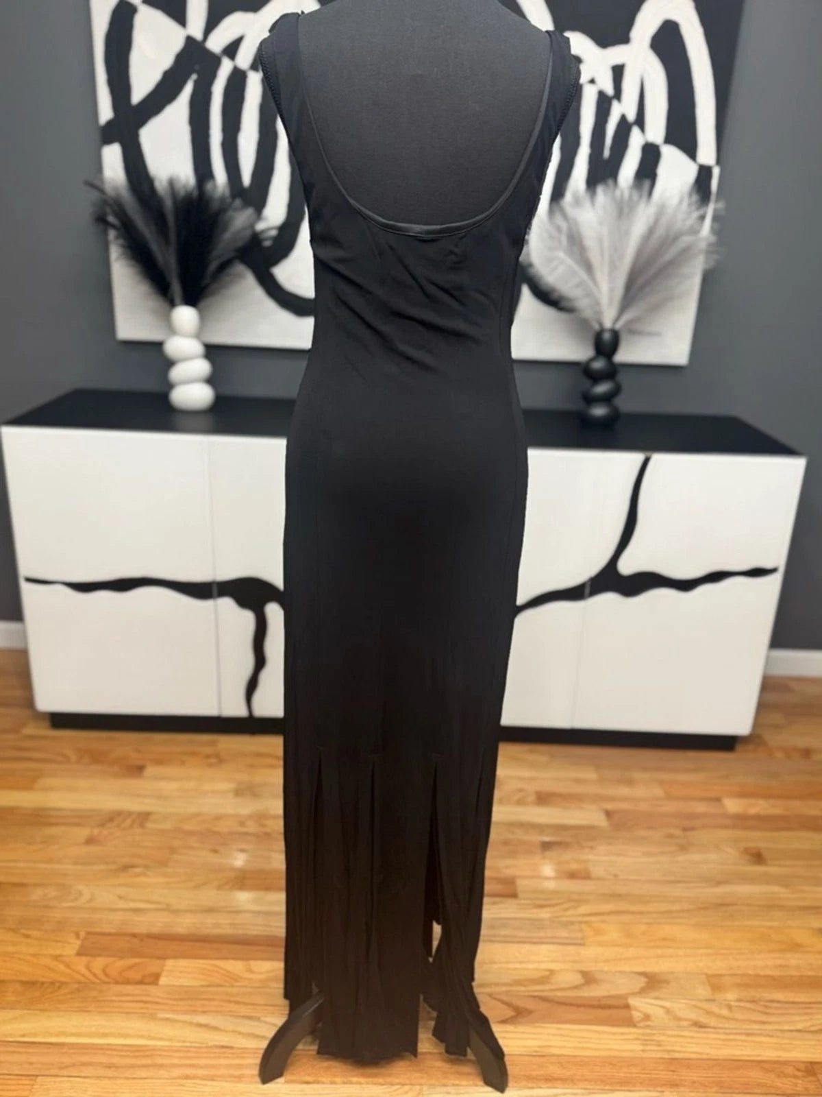 ABS Allen Schwartz Women’s L Black Sleeveless Scoop Neck Maxi Dress USA