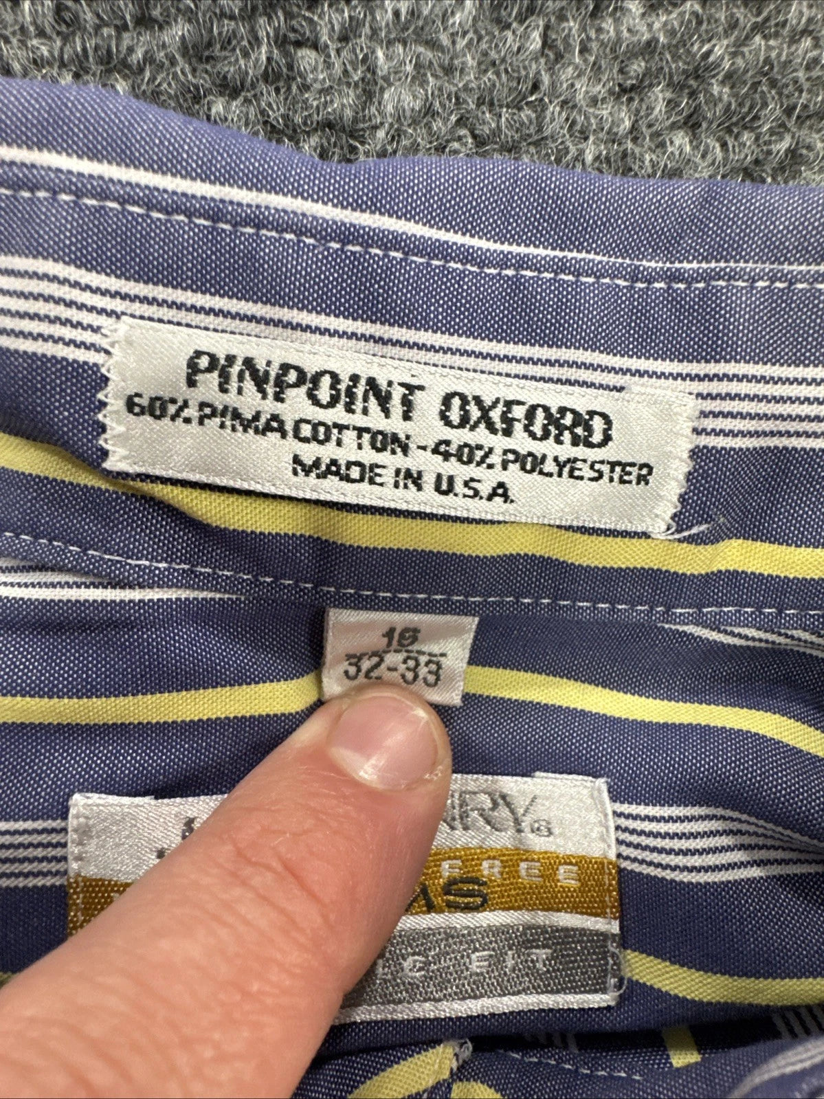 Vintage John Henry Pinpoint Oxford Shirt 16 32-33 Made USA Striped Pima