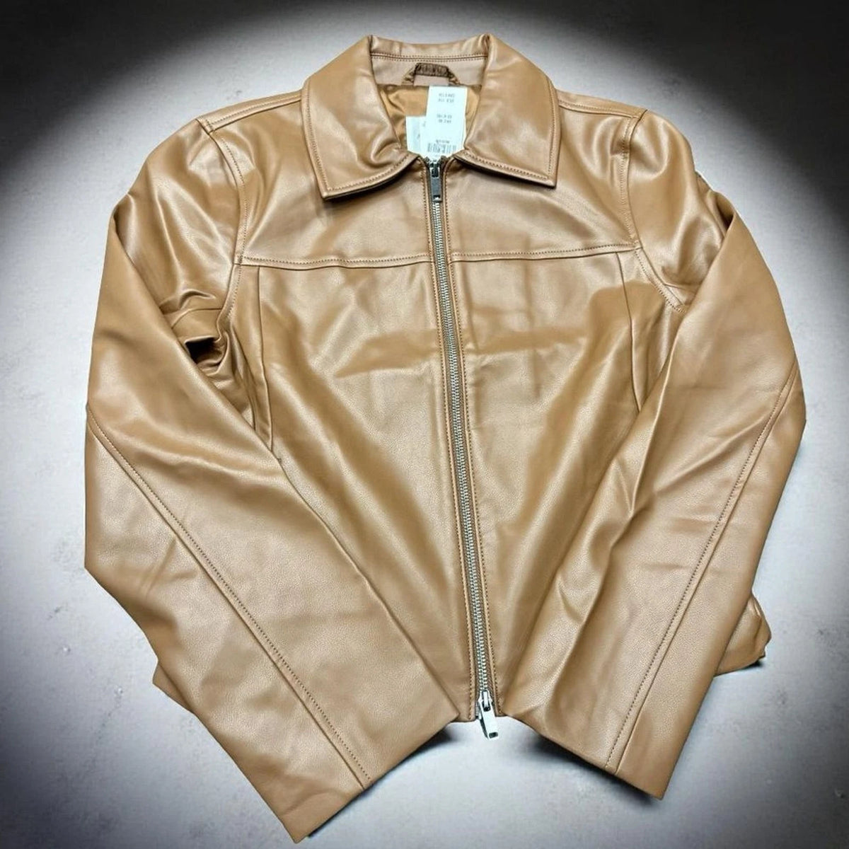 Abercrombie Fitch Vegan Leather Moto Jacket Women Medium Tan Camel NWT