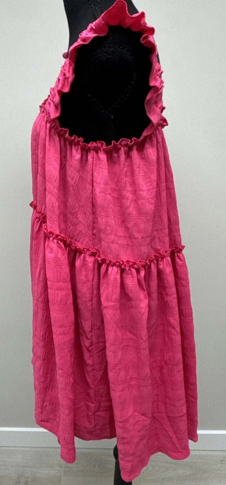 SHEIN Pink Ruffle Strap Babydoll Mini Dress Women’s Small US 4 Cottagecore
