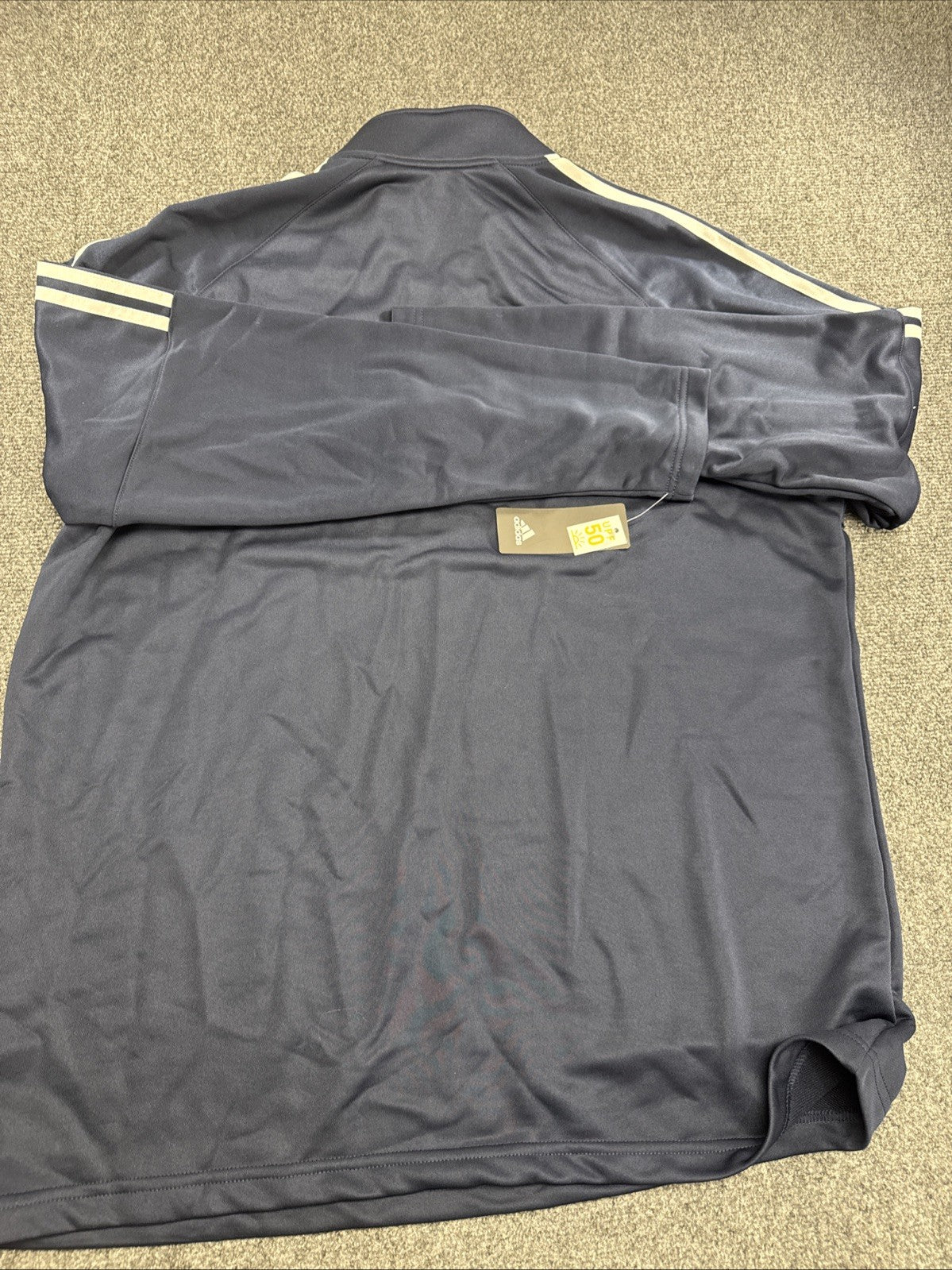 Adidas Golf Men's 2XL Navy UPF 50 3-Stripe Quarter Zip Performance Pullover NWT