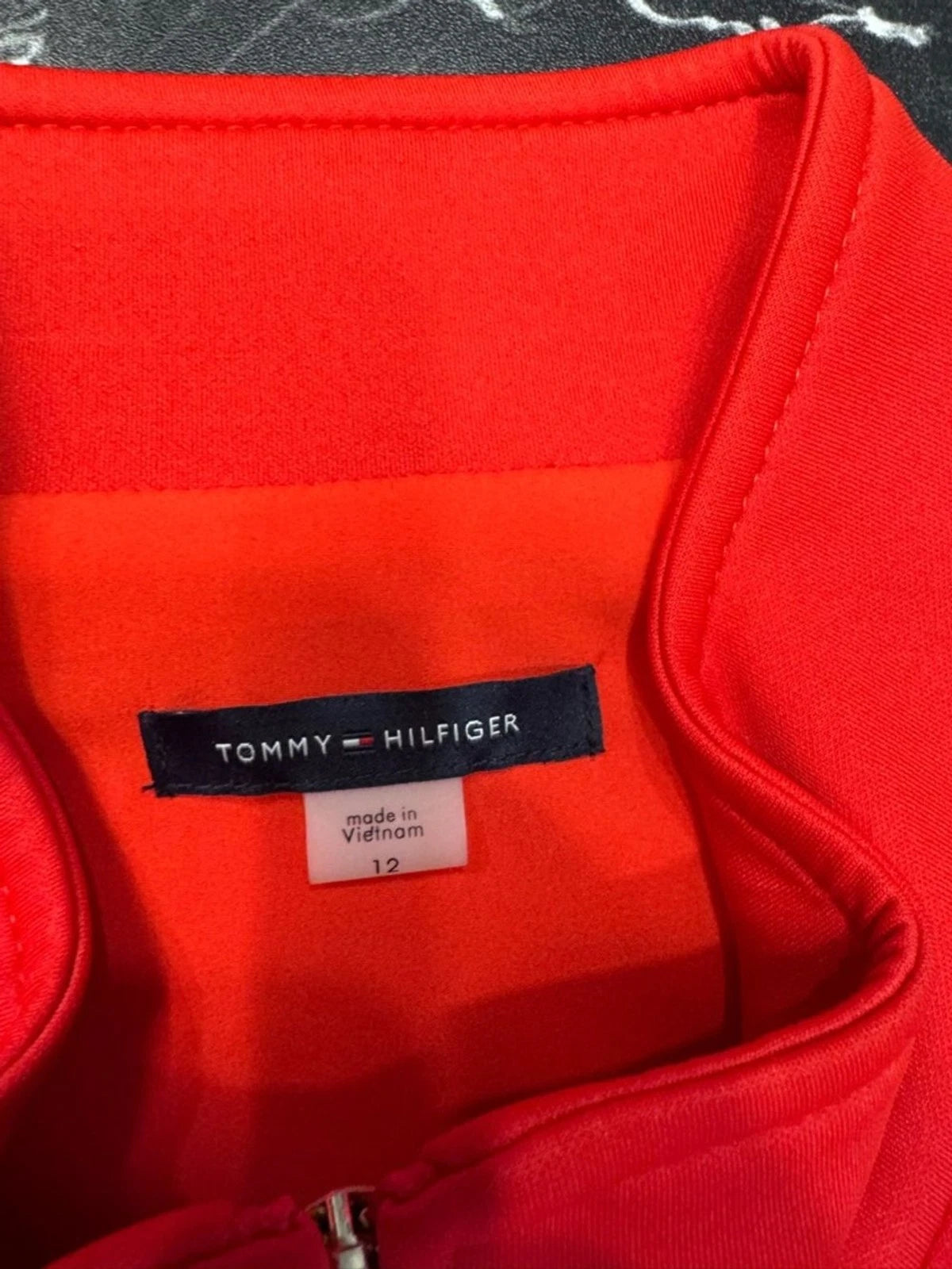Tommy Hilfiger Dress Womens 12 Coral Red Sleeveless Gold Zip Mini Beltless EUC