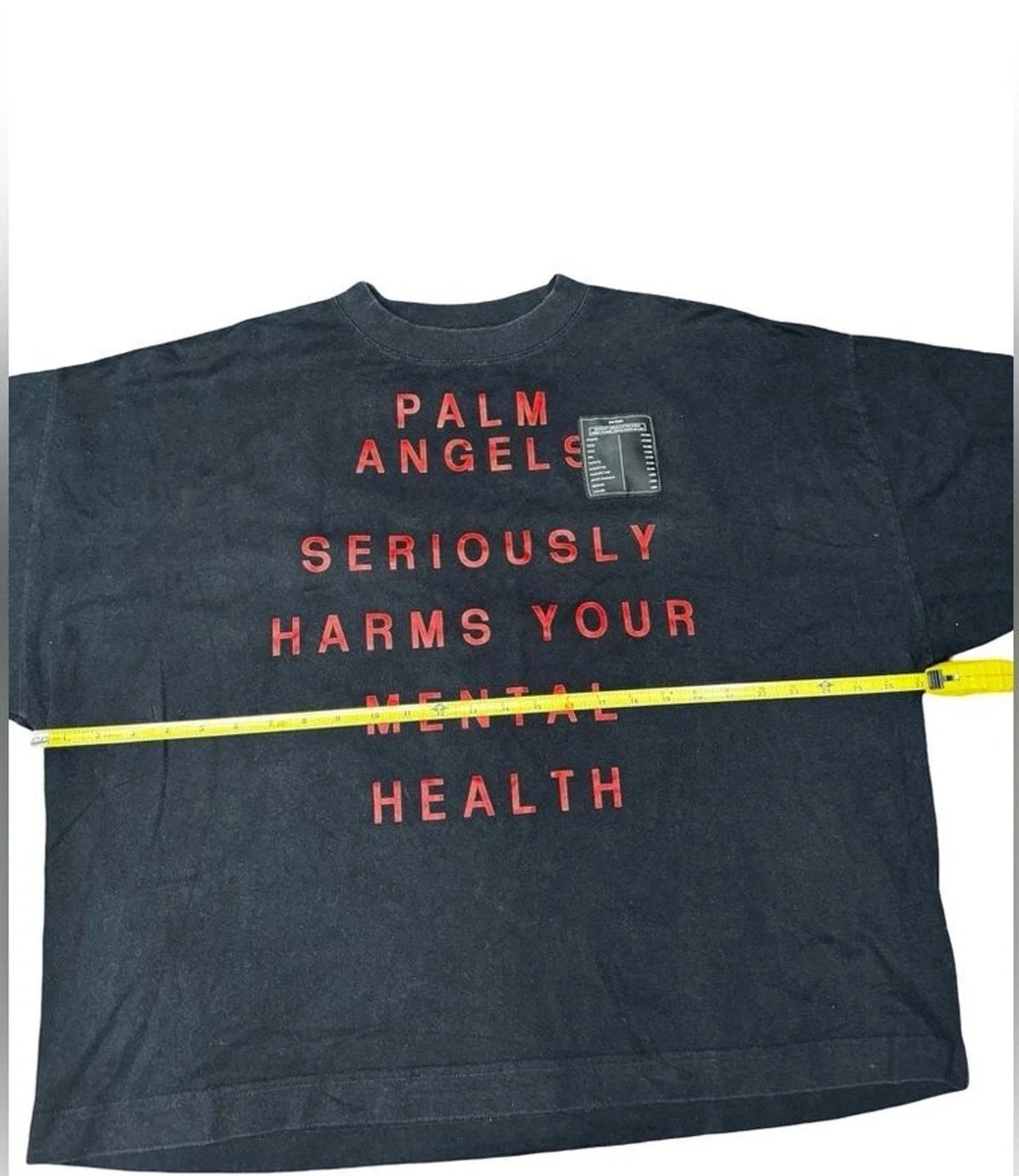 Palm Angels Mental Health T Shirt Mens L Black Red Graphic Designer Streetwear