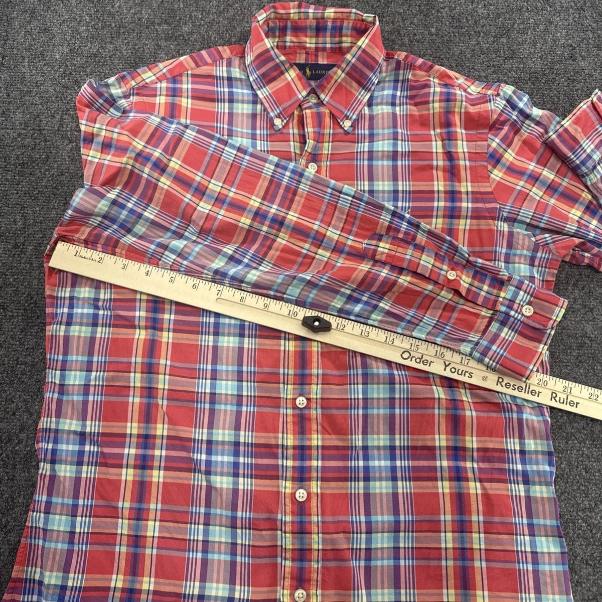 Polo Ralph Lauren Shirt Men’s Small Red Multicolor Plaid Long Sleeve Pony Logo