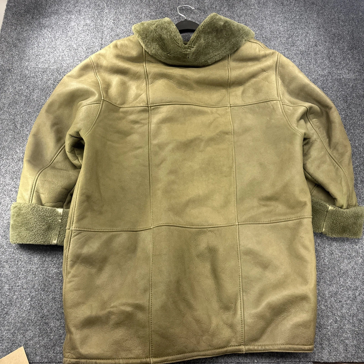 Vintage Sawyer of Napa Sheepskin Shearling Coat Olive Green Made in Canada