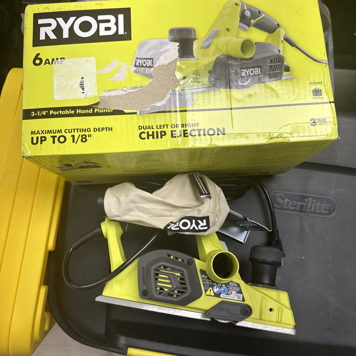 RYOBI HPL52K 6 Amp Corded Hand Planer 3-1/4" Dust Bag Carry Bag Open Box