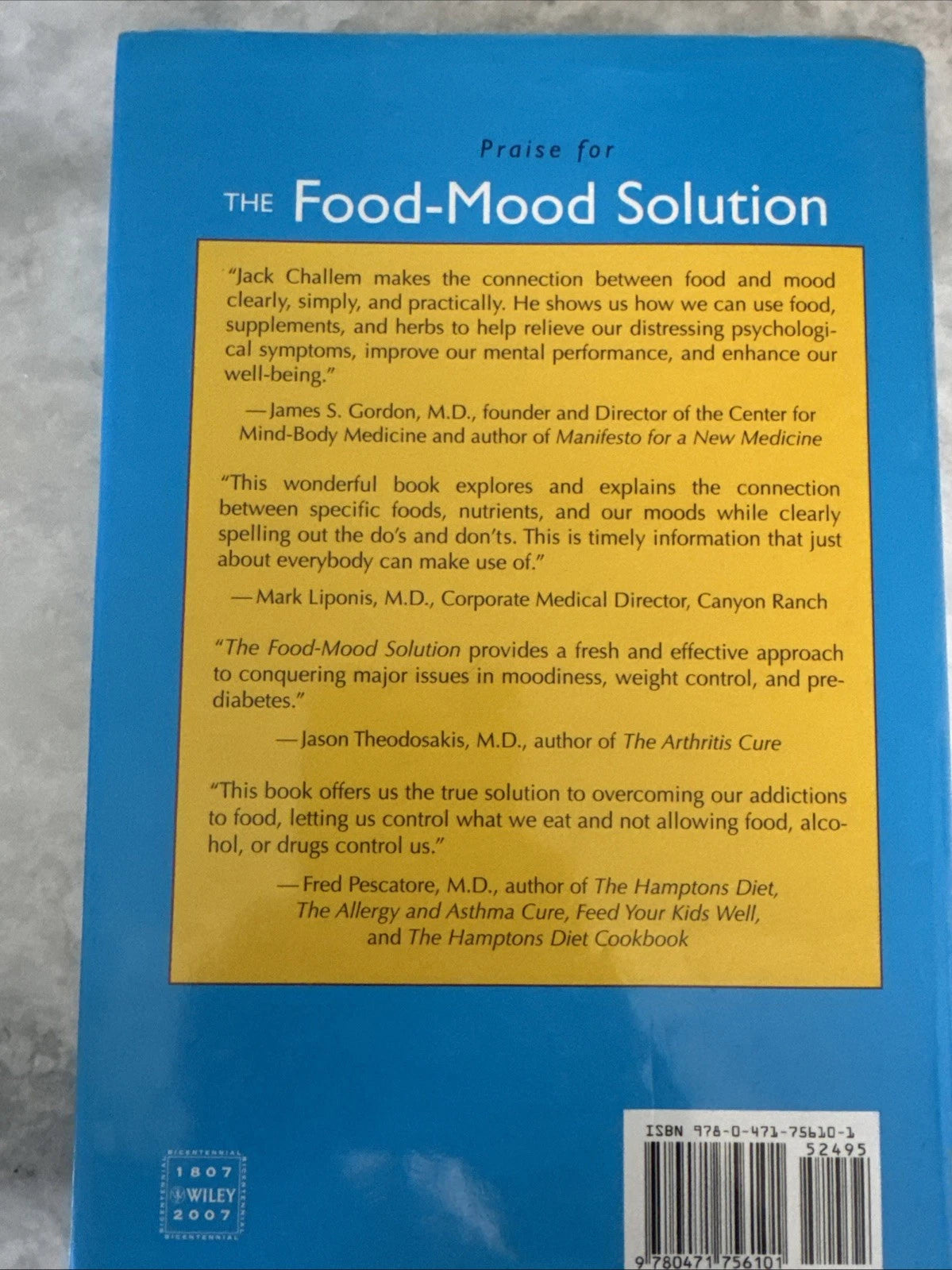 The Food-Mood Solution Jack Challem HC Nutrition Mental Health Wellness Book