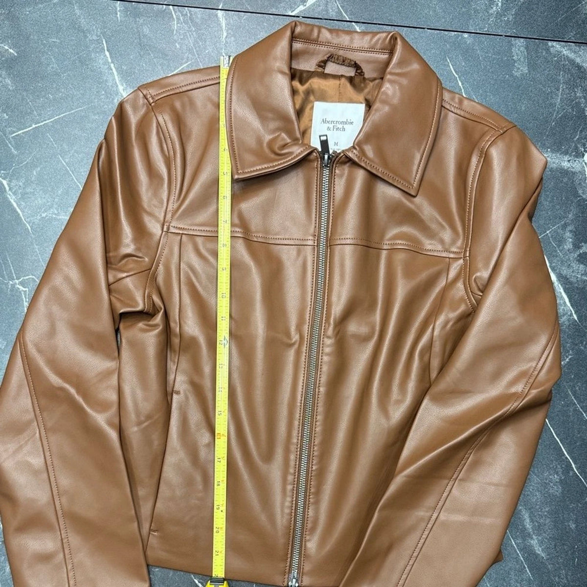 Abercrombie Fitch Vegan Leather Moto Jacket Women Medium Tan Camel NWT