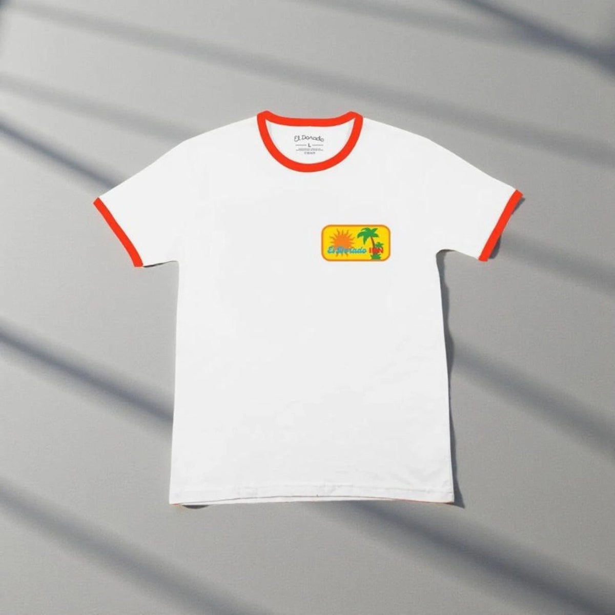 24kGoldn El Dorado Inn Ringer T Shirt Mens Large White Rap Tour Merch NWT
