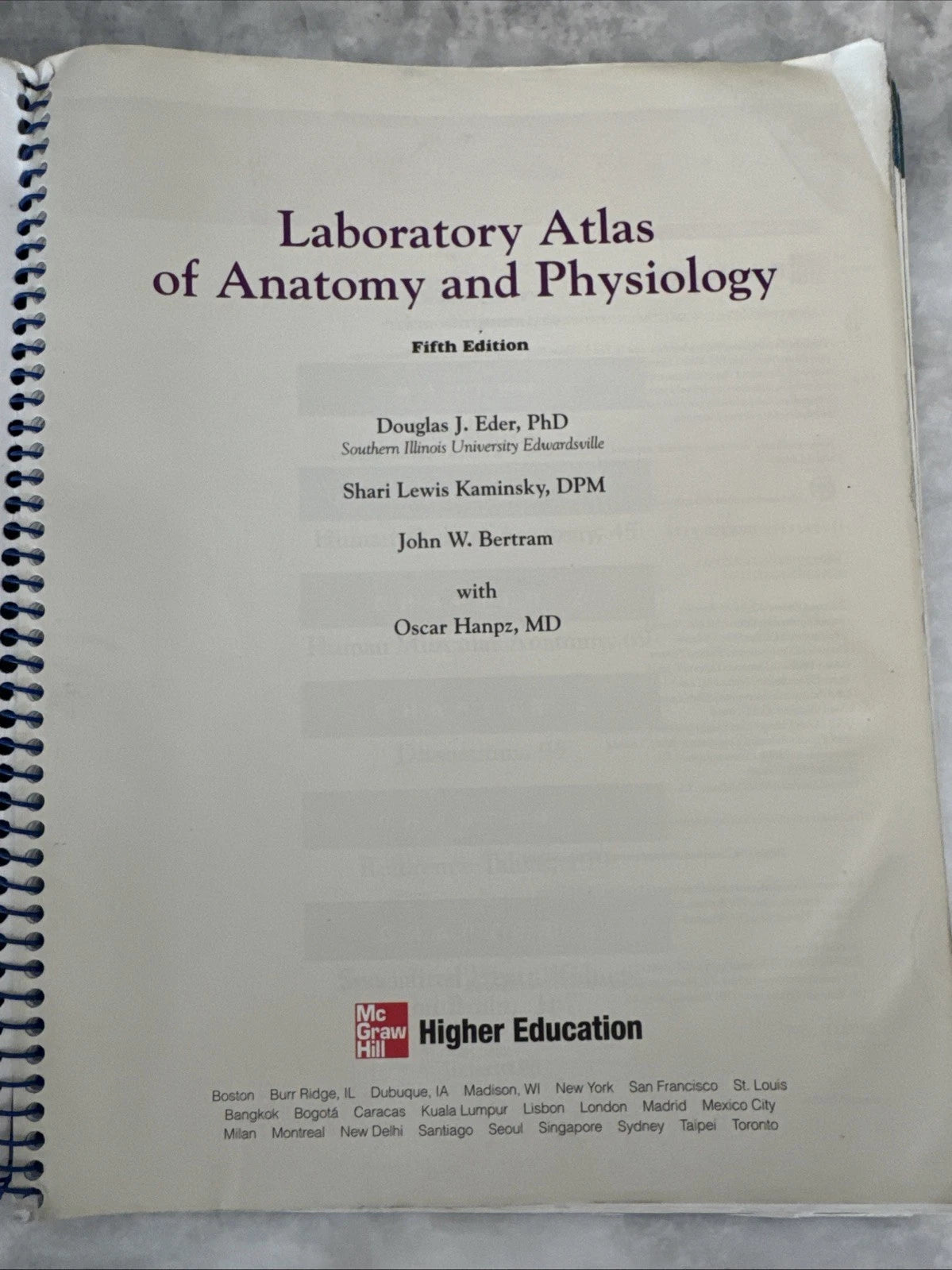 Laboratory Atlas of Anatomy and Physiology 5th Ed Eder Kaminsky Bertram
