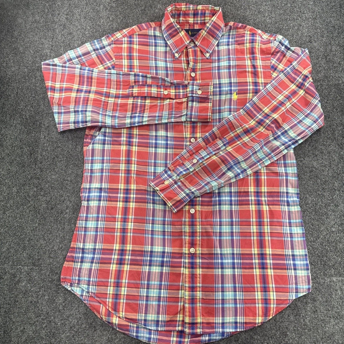 Polo Ralph Lauren Shirt Men’s Small Red Multicolor Plaid Long Sleeve Pony Logo