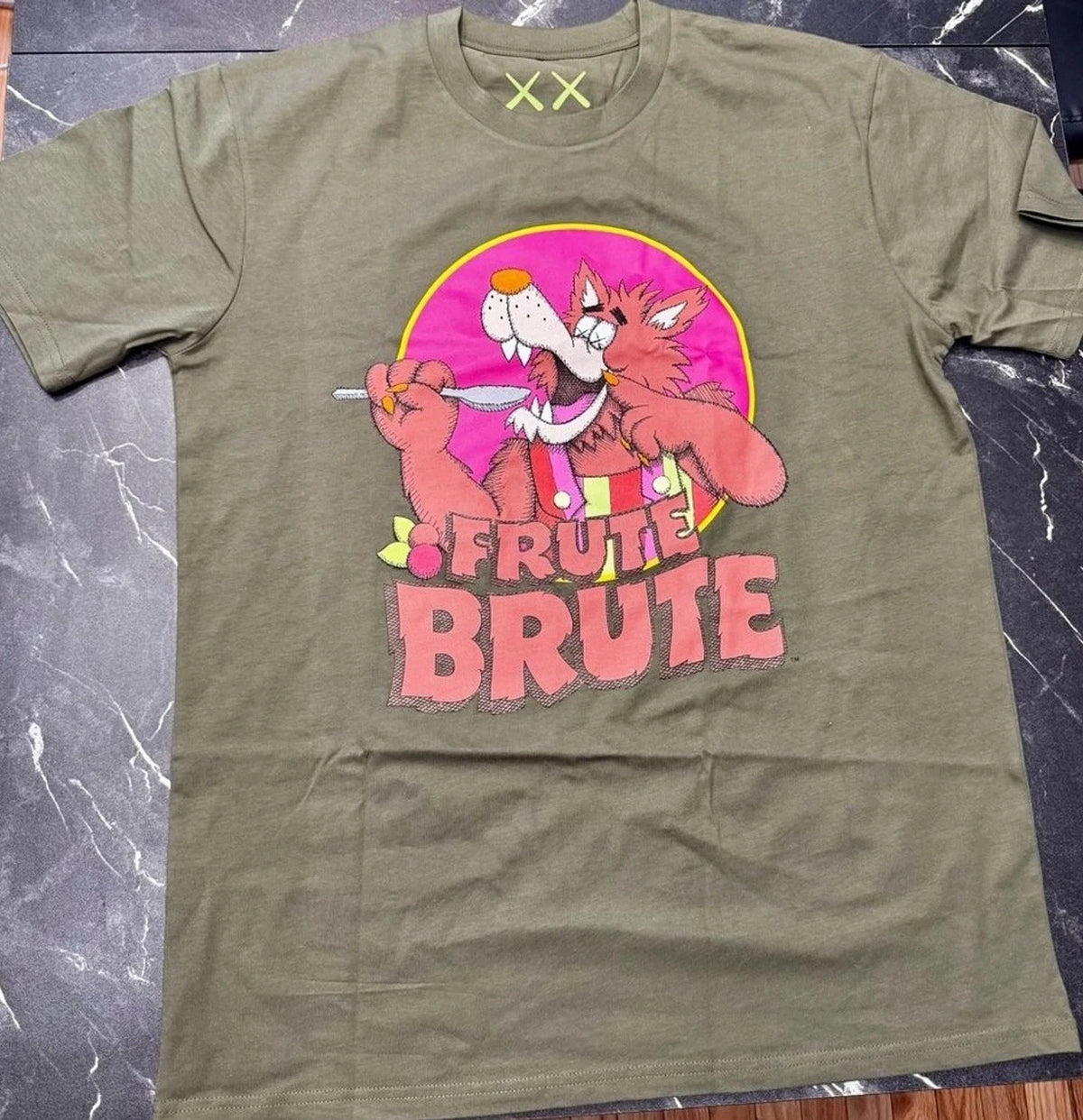 KAWS x General Mills Frute Brute Green T-Shirt Mens L Graphic Tee Brand New