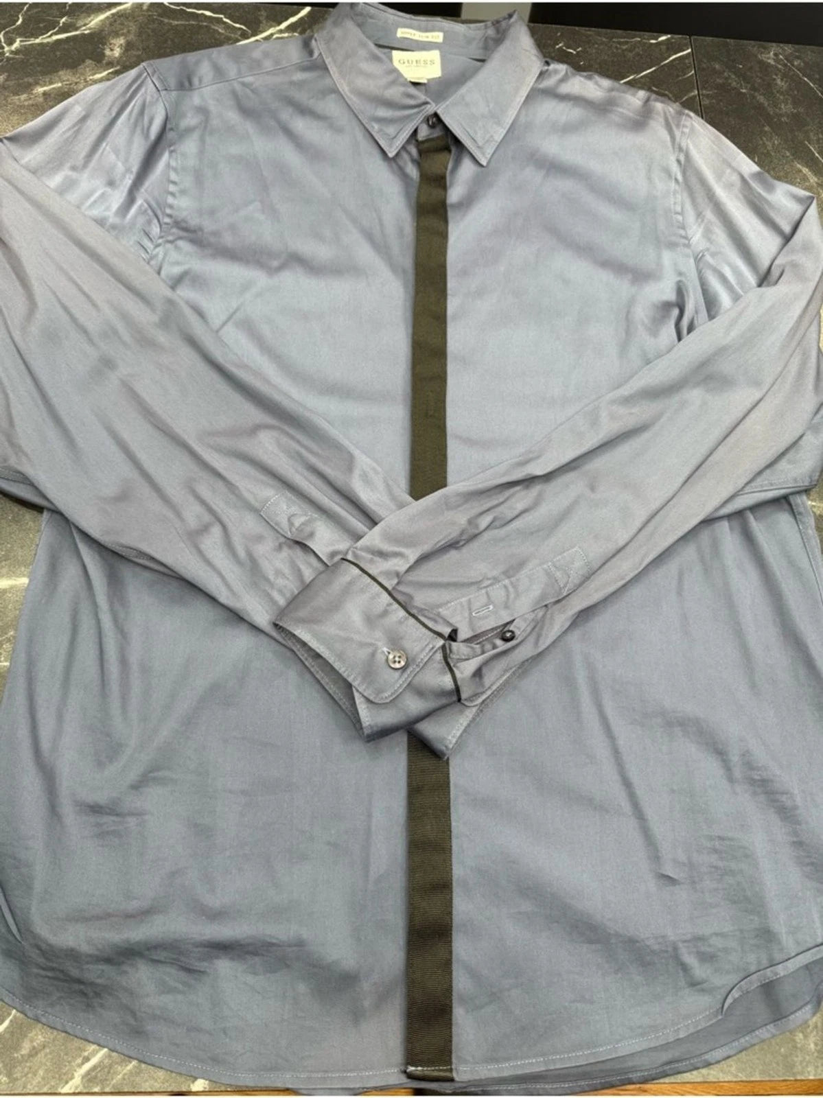Guess Blue Black Contrast Dress Shirt Men's Large Button Up EUC Business Casual