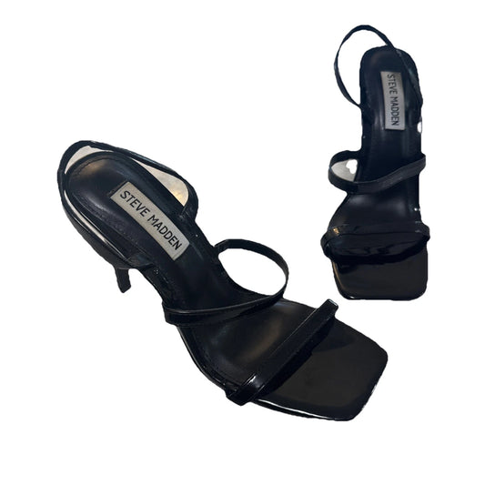 STEVE MADDEN Gracey Black Square Toe Stiletto Heeled Sandal 6.5 EUC