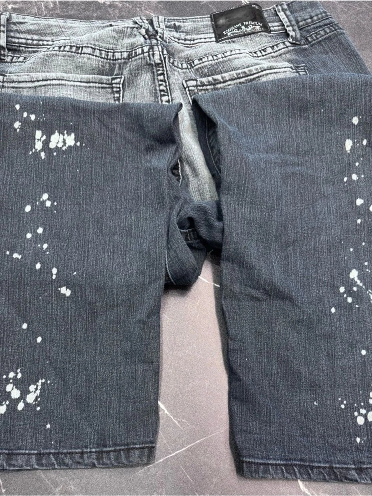 ZCO Blue Paint Splash Cropped Jeans Juniors 13 High Rise Distressed Denim