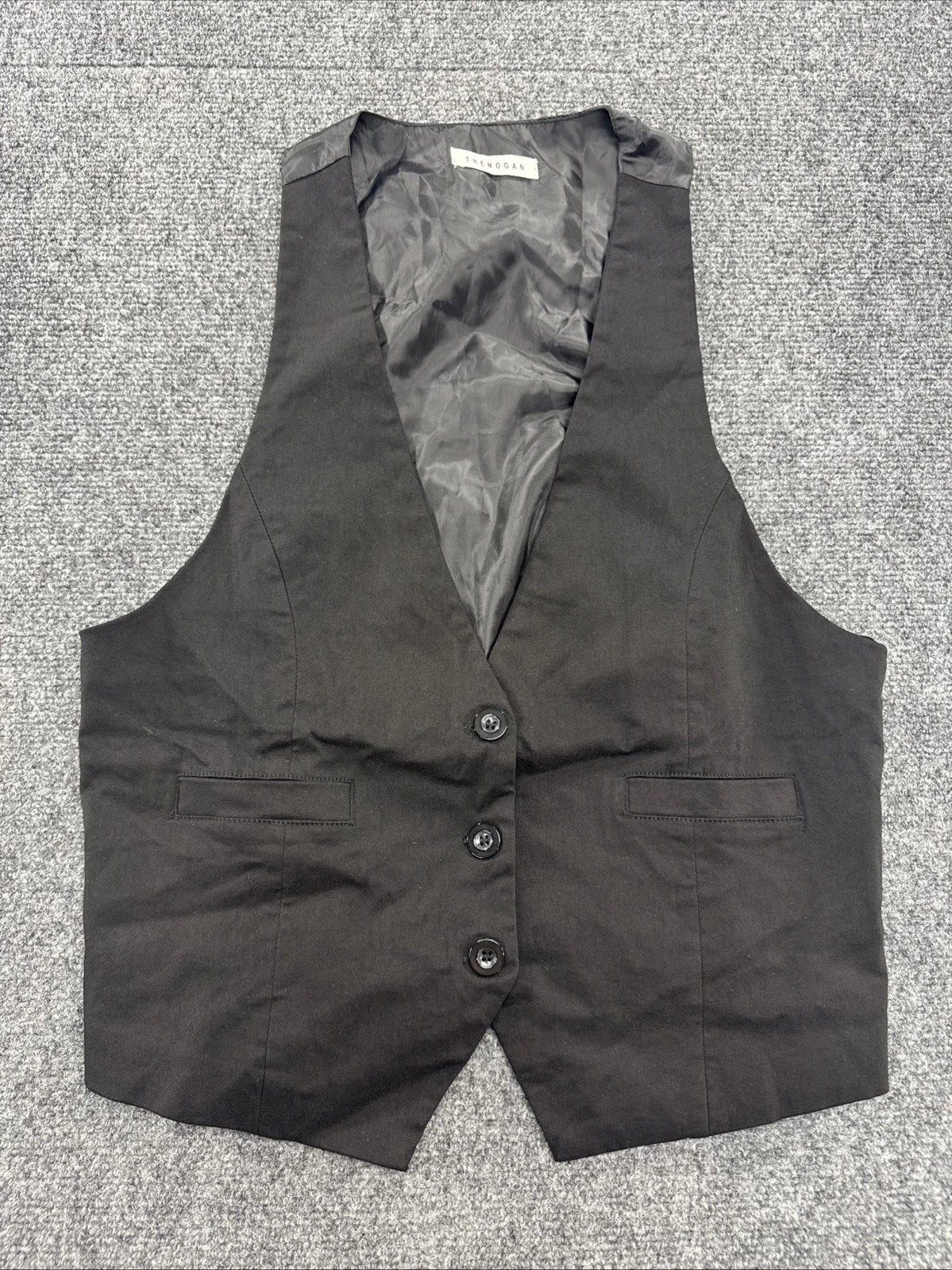 TheMogan Womens Black Tailored Vest Button Front Buckle Back Suiting Waistcoat L