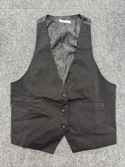 TheMogan Womens Black Tailored Vest Button Front Buckle Back Suiting Waistcoat L