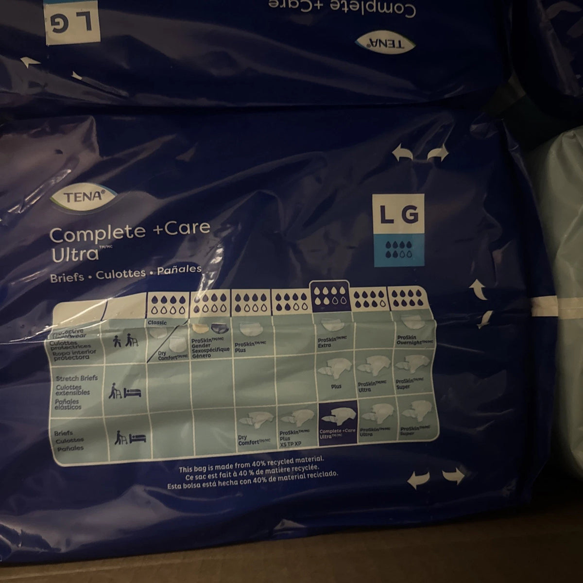 Tena Complete + Care Ultra Brief Large 20 Count Box of 4 80 Total New Sealed