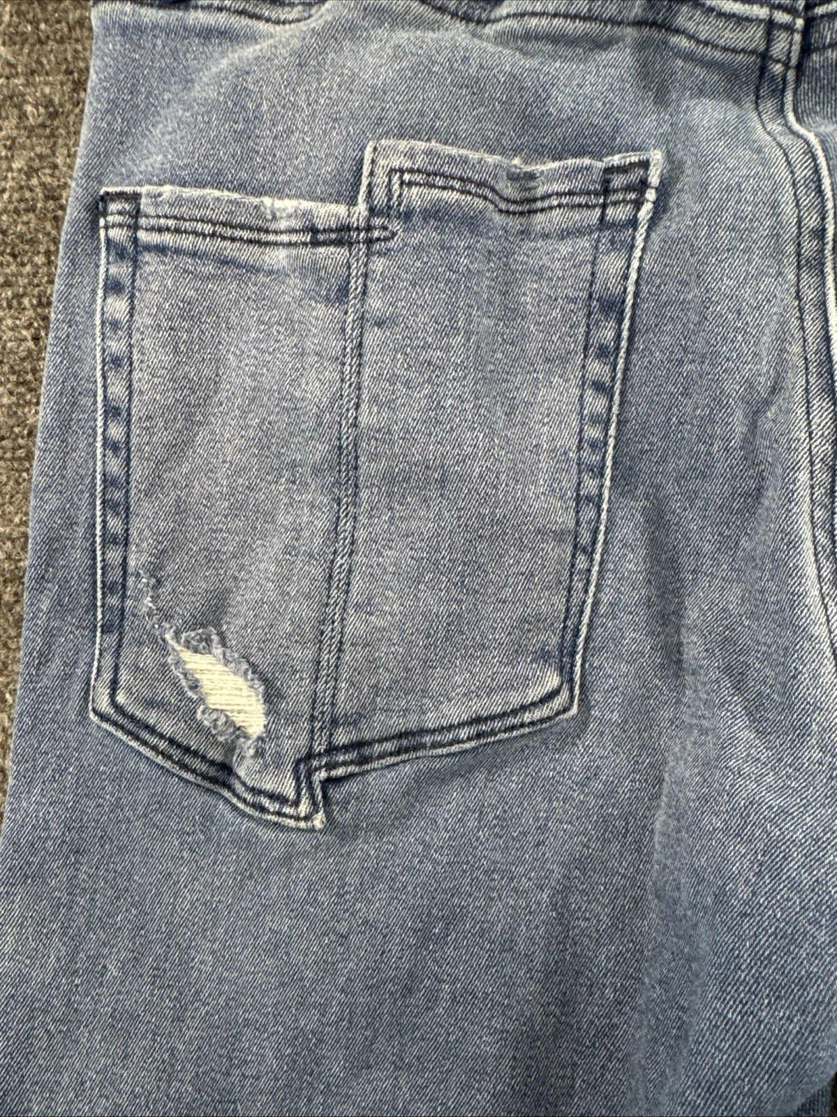 Good American Good Legs Straight Jeans Womens 10/30 Light Wash Raw Hem Stretch