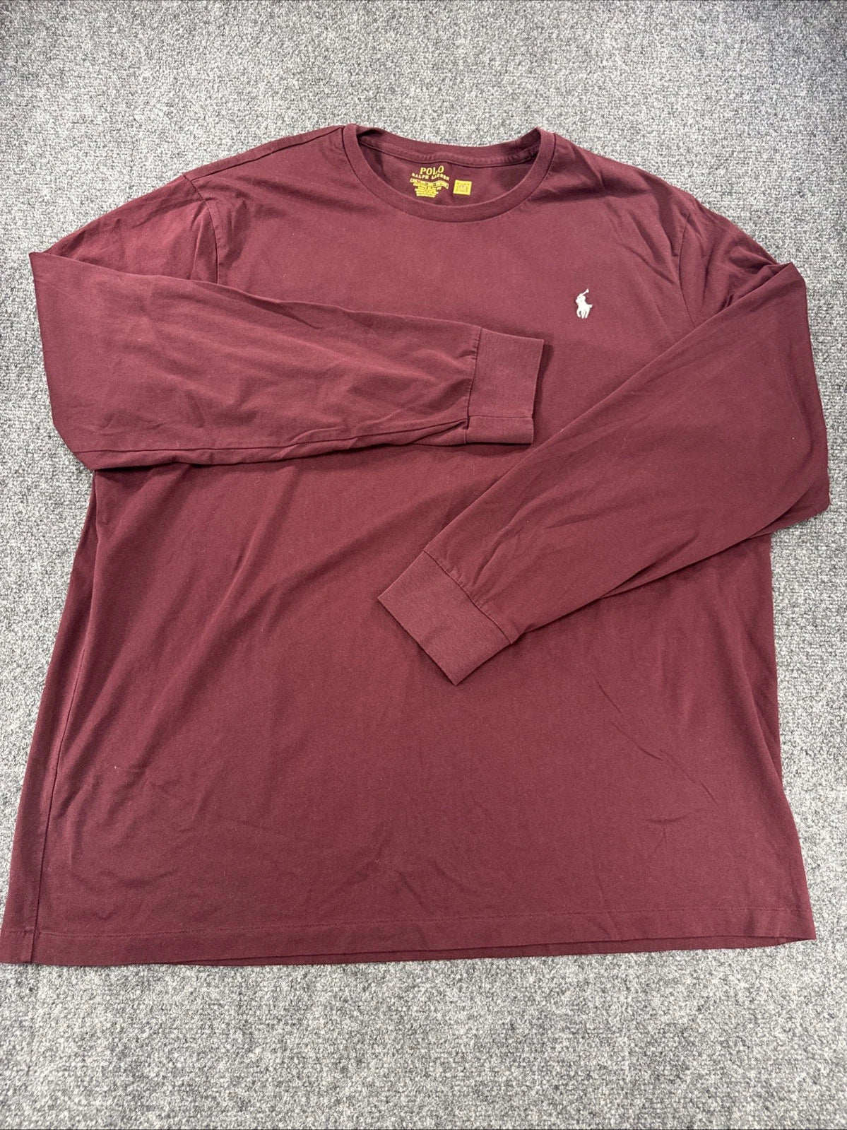Polo Ralph Lauren Long Sleeve T-Shirt Men's XXL Burgundy Custom Slim Fit