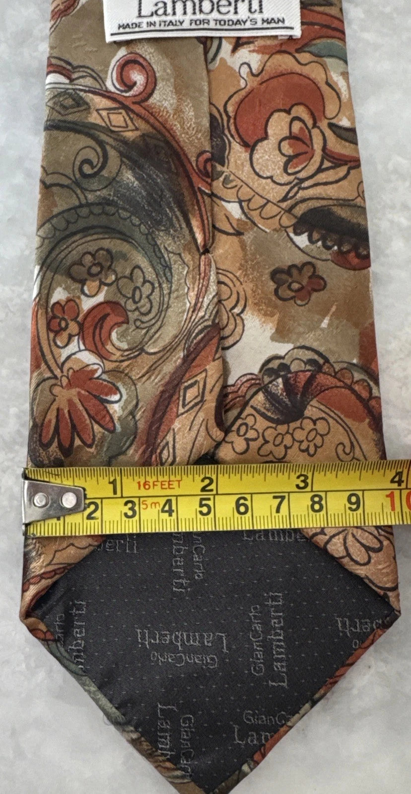 GianCarlo Lamberti 100% Silk Paisley Necktie Handmade in Italy Vintage