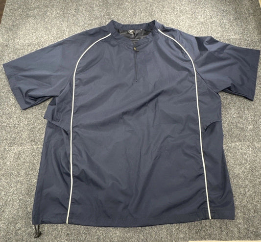 Rawlings Batting Cage Windbreaker Pullover Jacket Men’s XL Navy Baseball 1/4 Zip