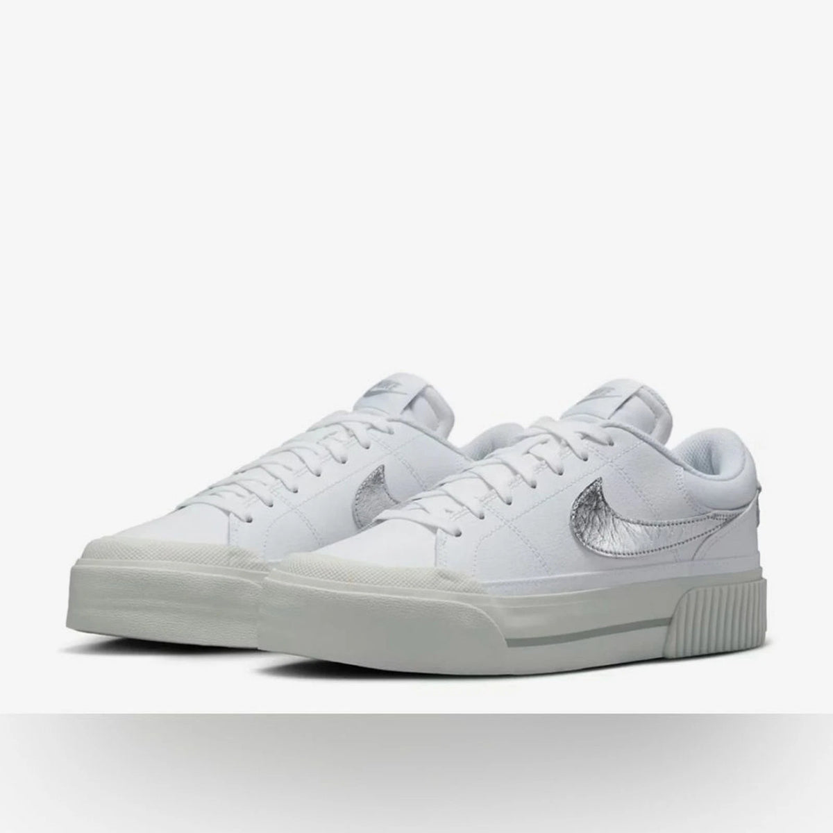 Nike Court Legacy Lift White Silver Sneakers Women 11 Men 9.5 NIB HQ2307-100