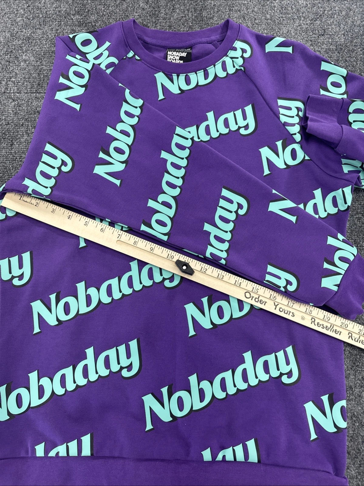 NOBADAY Never Been Done All Over Logo Crewneck Sweatshirt Purple Green
