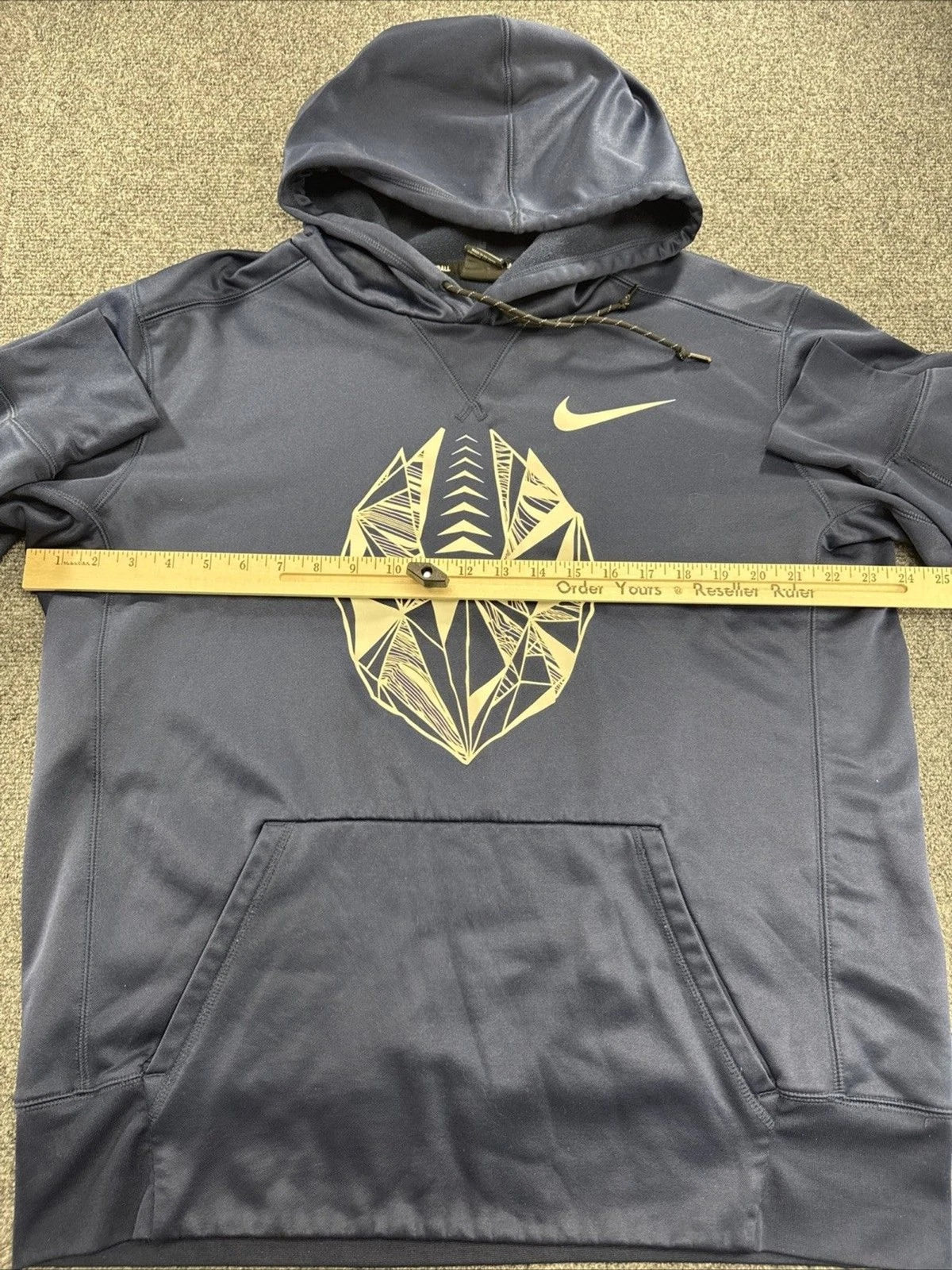 Nike Football Hoodie Mens Large Navy Geometric Football Pullover Swoosh