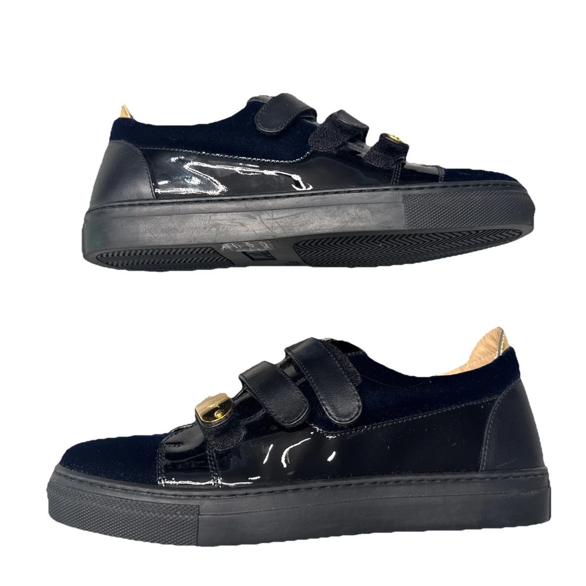 Giuseppe Zanotti Coby Sneakers Women EU 38 Navy Velvet Patent Leather Italy