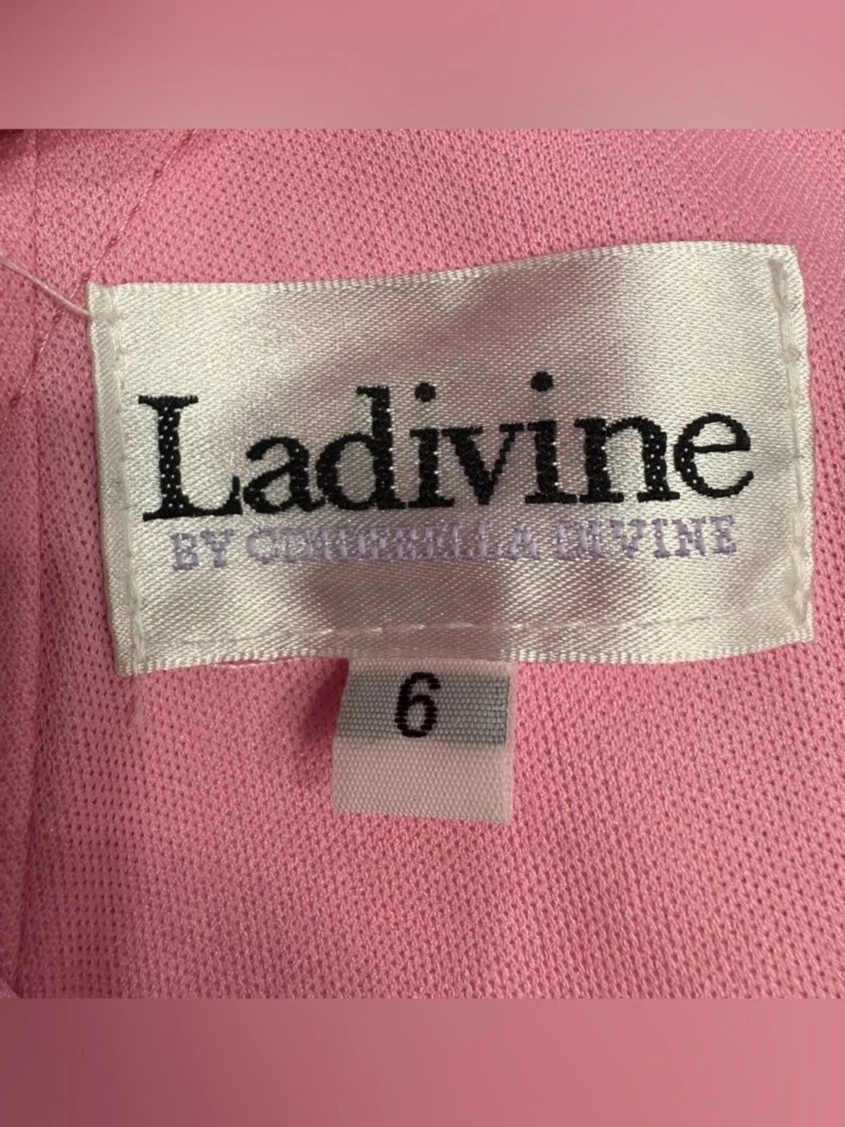 Ladivine Pink Satin Corset Gown Women's 6 Crystal Straps High Slit Formal