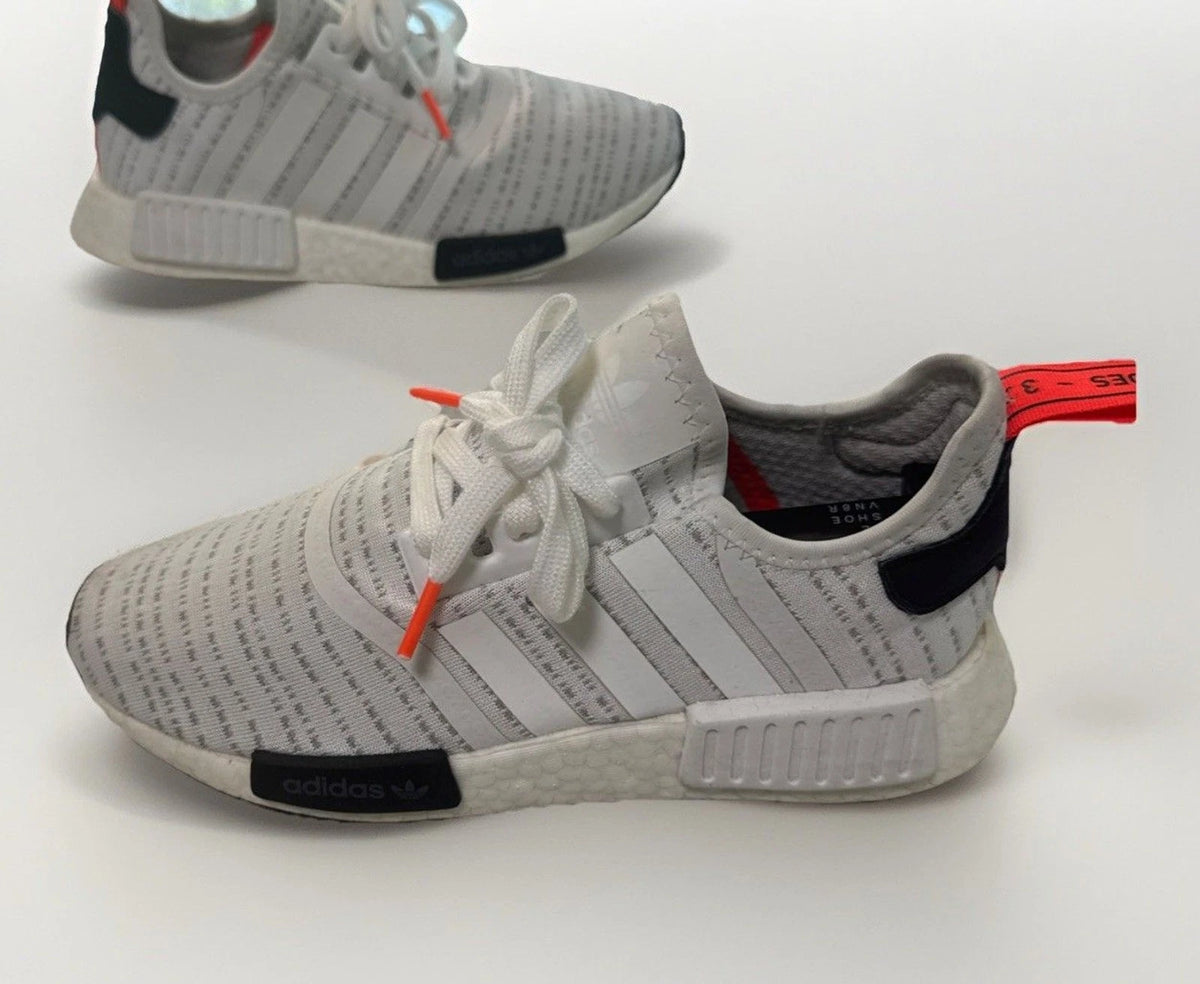 Adidas NMD_R1 Boost White Grey Orange Sneakers Men's 5 EUC No Box