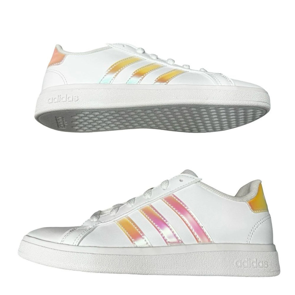 adidas Grand Court 2.0 K Kids 3 White Metallic ID7868 New with Box