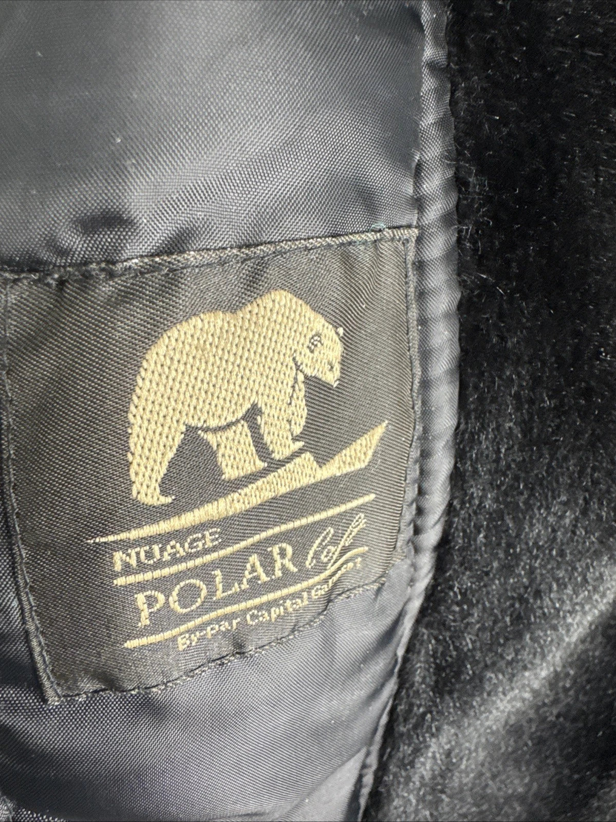 Nuage Polar Bear Black Faux Fur Lined Hooded Coat Jacket Women’s Missing Hood