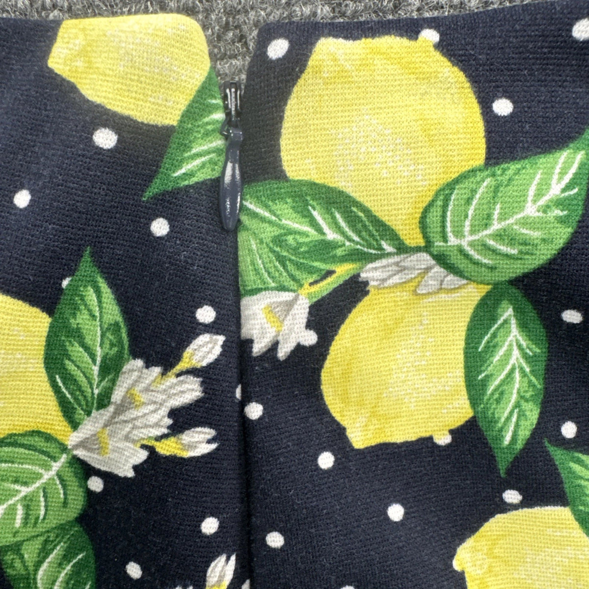 Talbots Petites Lemon Print A-Line Skirt Navy Yellow Size 2P Women’s