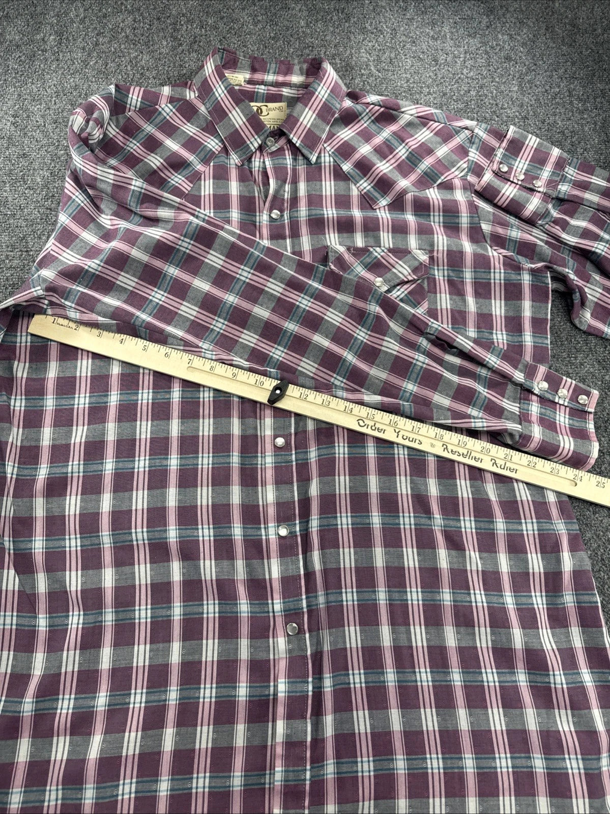 Vintage Dee Cee DC Brand Western Pearl Snap Shirt Men XL Tall Plaid Cowboy