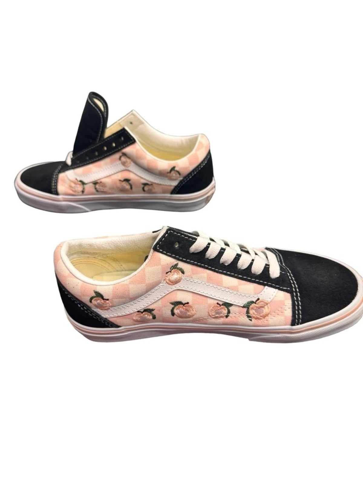 Vans Floral Low Top Sneakers Women’s 5 Black Peach Lace Up BNWOB