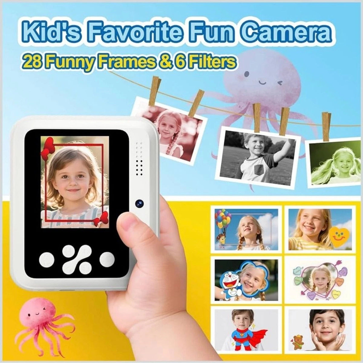 OTJ Kids Insta Print Dual Camera White Rainbow Instant Print Camera BNIB