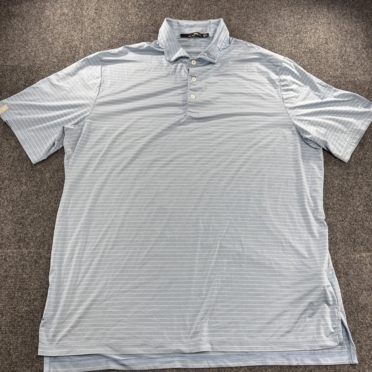 RLX Ralph Lauren Golf Polo Shirt XL Blue Striped Performance Stretch