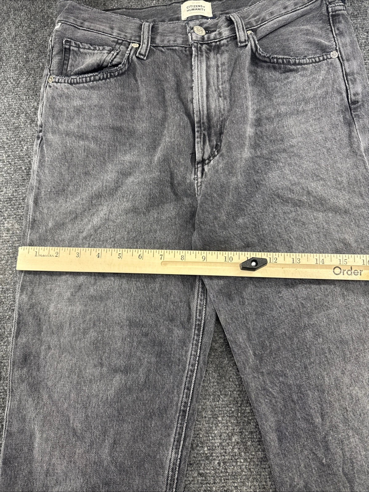 Citizens of Humanity Daphne Crop Womens 27 Gray High Rise Straight Raw Hem Jeans