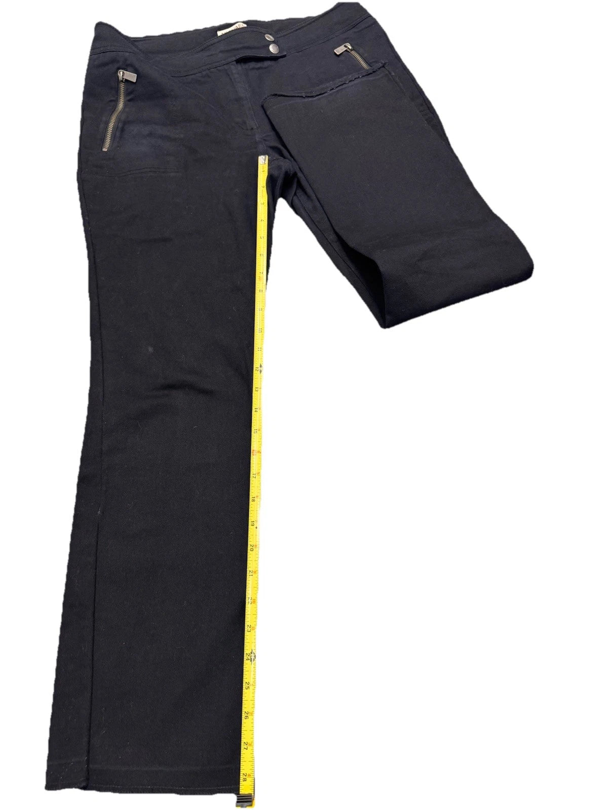 Vintage Michael Kors Zipper Pockets Black Straight Leg Denim Pants Women's