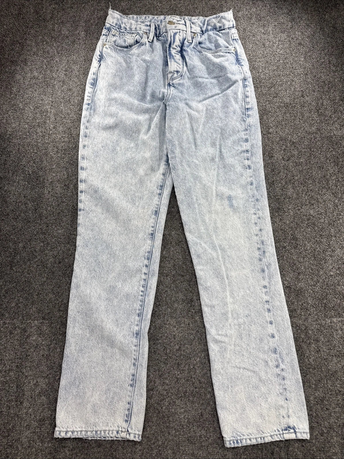 Good American Womens 2 26 Light Wash High Rise Relaxed Straight Leg Jeans