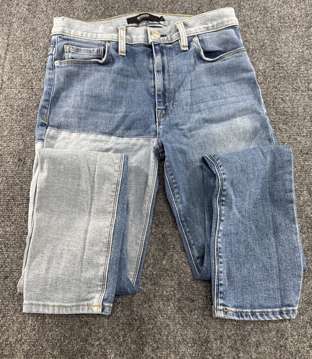 Hudson Barbara Skinny Jeans Size 26 Made USA Two Tone Colorblock Denim