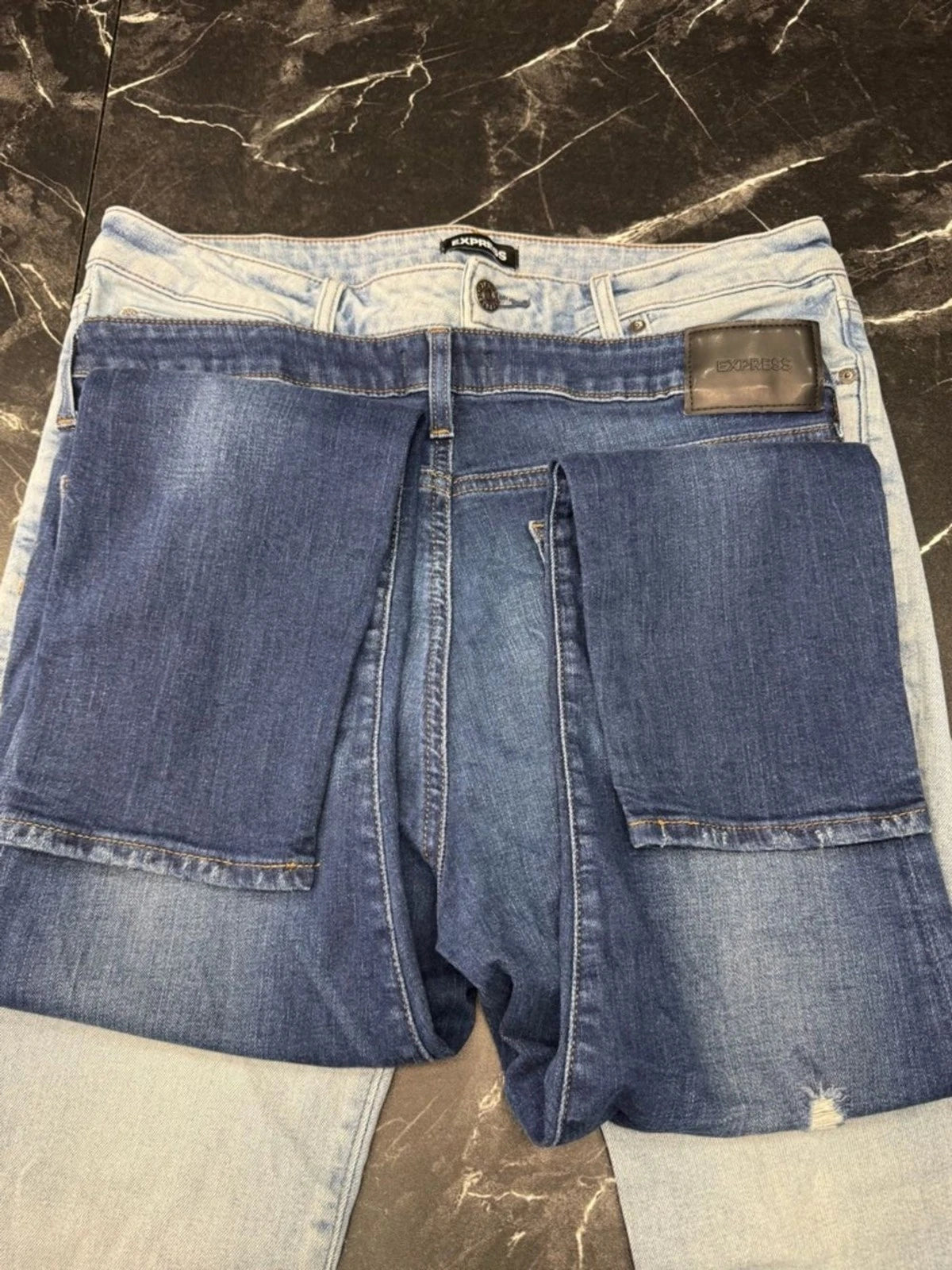 Express Mens Jeans Bundle 34x30 Skinny Hyper Stretch Light Dark Wash Denim Retro