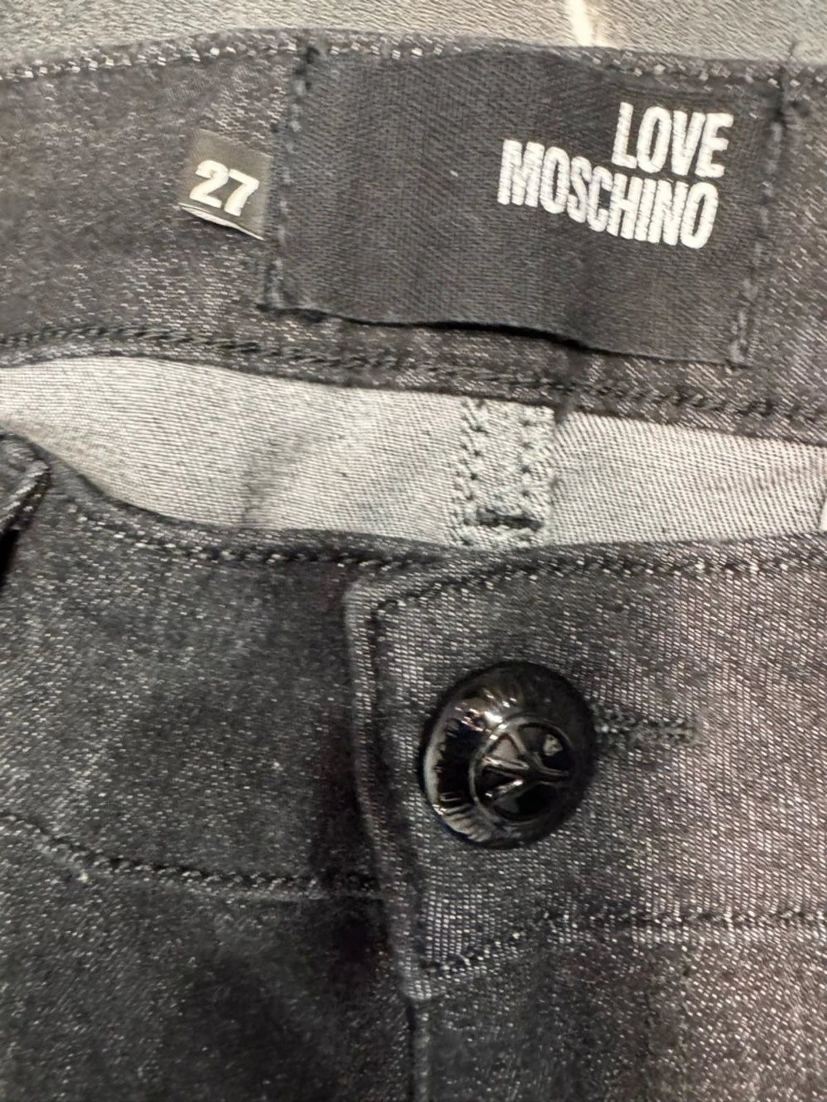 Love Moschino Spiderweb Print Jeans Women's 27 Black Straight Leg BNWT Rare