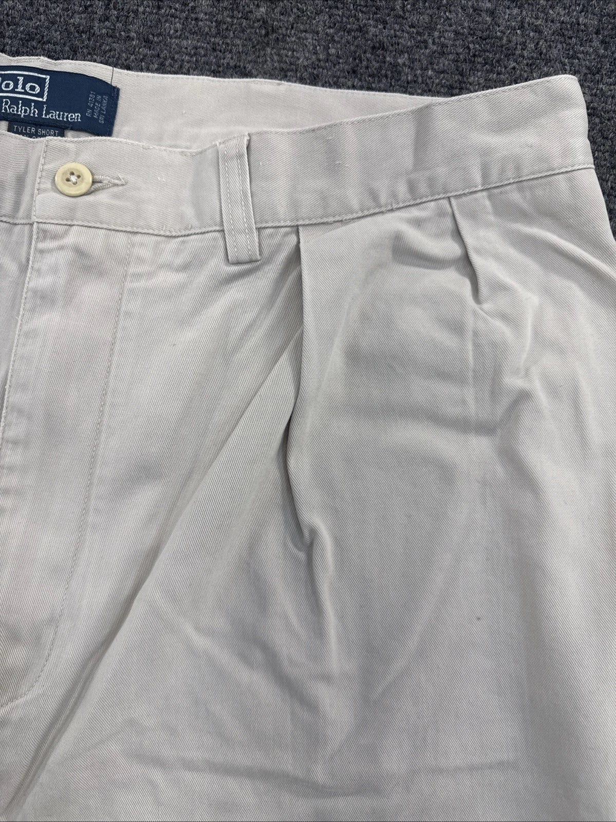 Polo Ralph Lauren Tyler Shorts Mens 38 Beige Pleated Chino 100% Cotton
