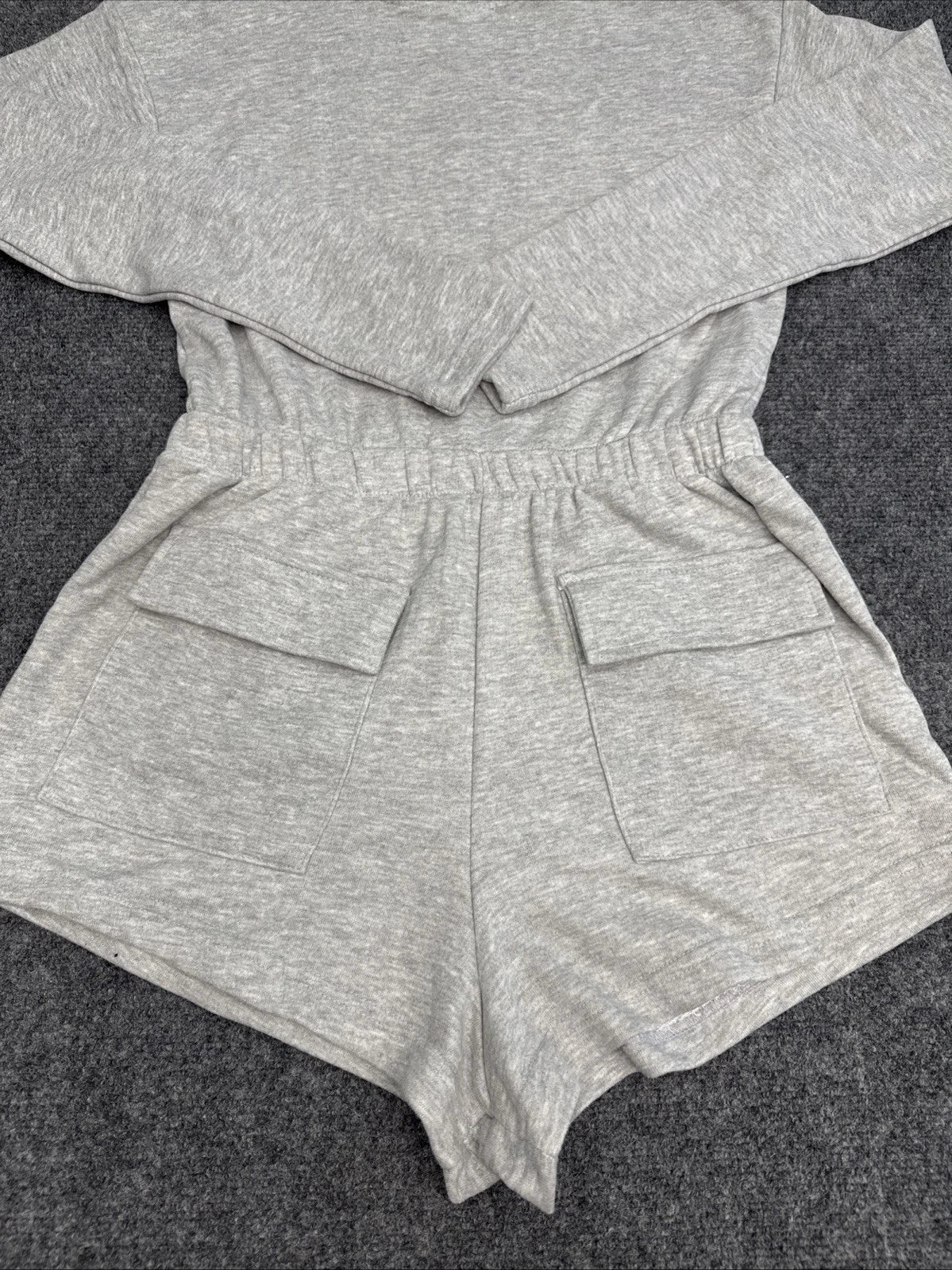 Missguided Grey Long Sleeve Playsuit Romper Women's US 4 UK 8 NWT Pockets