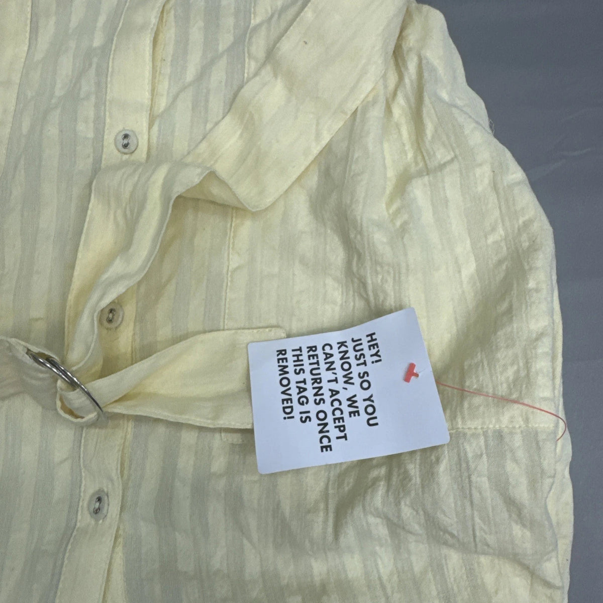 ASOS Design Yellow Seersucker Shirt Mini Dress Women's 6 NWT D Ring Belt